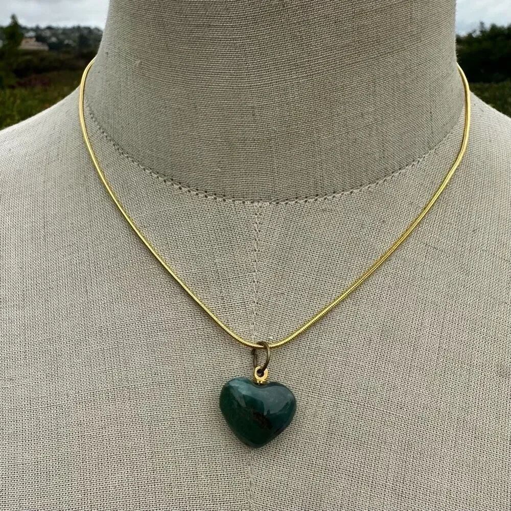 moss agate heart pendant necklace